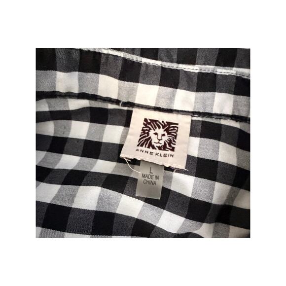 Anne Klein Black and White 3/4 sleeve Button down Large - Picture 2 of 4
